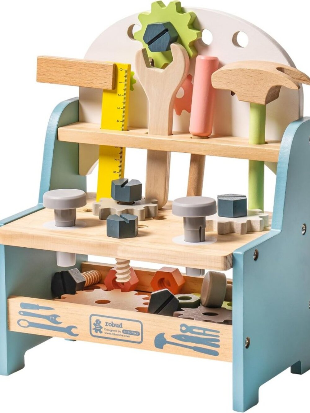 Mini Wooden Play Tool Workbench Set - Montessori Toys for Toddlers 3-5 Years